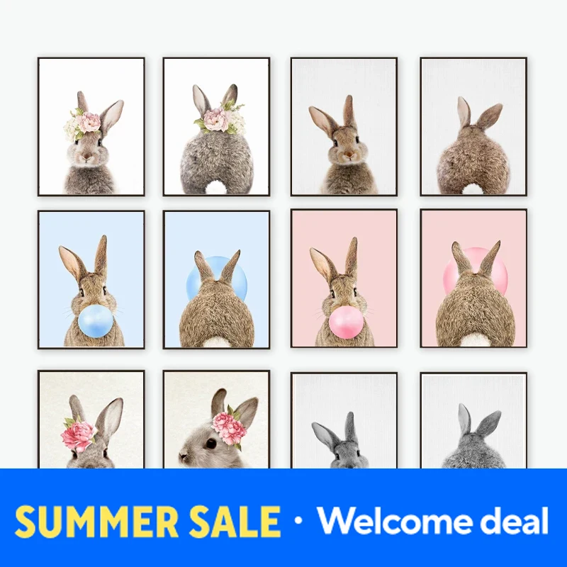 Baby Nursery Pink - 2026 Rabbit Bubble Gum Art Poster