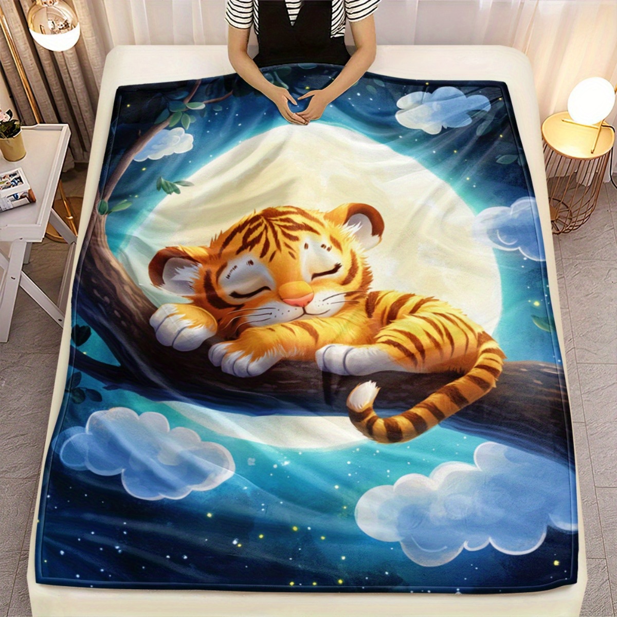 Baby Nursery Tree - Cute sleeping tiger on tree branch
