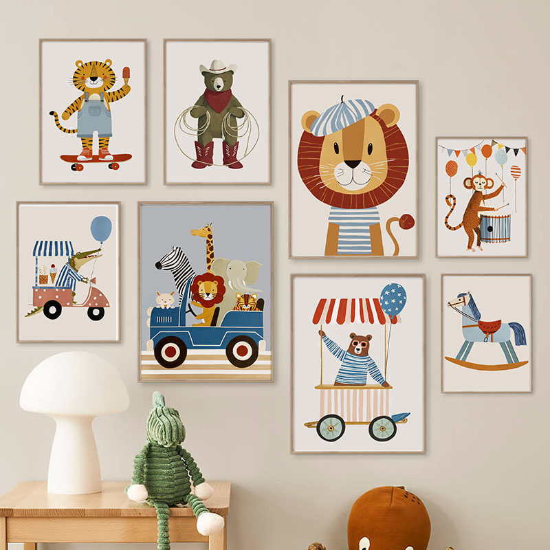 Baby Nursery Kids - Funny Cartoon Animal Car Balloon Nursery