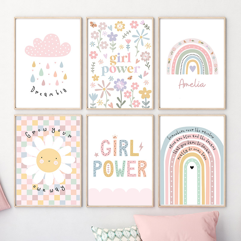 Baby Nursery Kids - Sun Flower Rainbow Cloud Heart Nursery