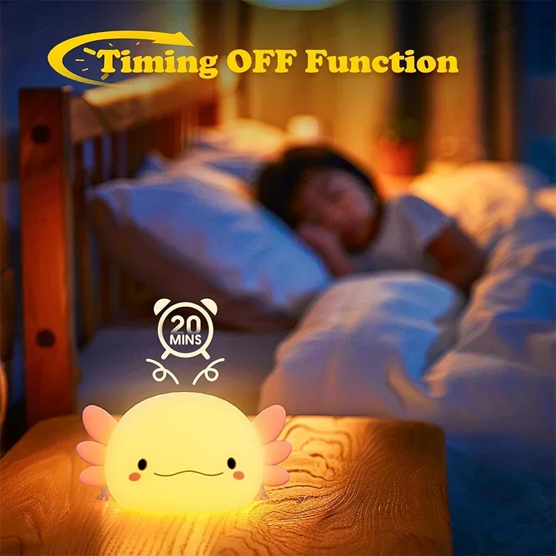 Cute Axolotl Night Light Silic - Baby Nursery Pink 评论和价格