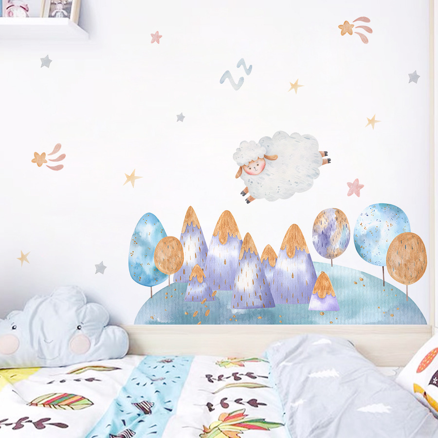 Cartoon Cute Sheep Flying Fore - Baby Nursery Tree 评论和价格