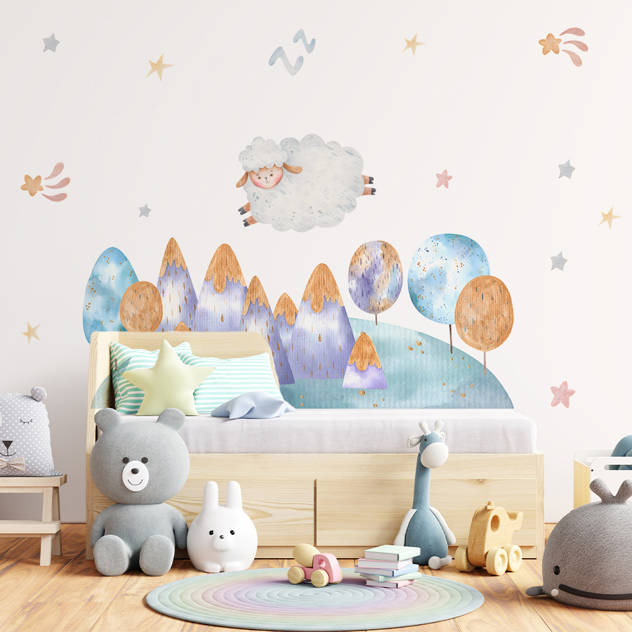 Cartoon Cute Sheep Flying Fore - Baby Nursery Tree 评论和价格