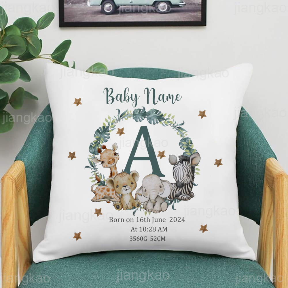 Personalized Safari Animal wit - Baby Nursery Cushion 评论和价格