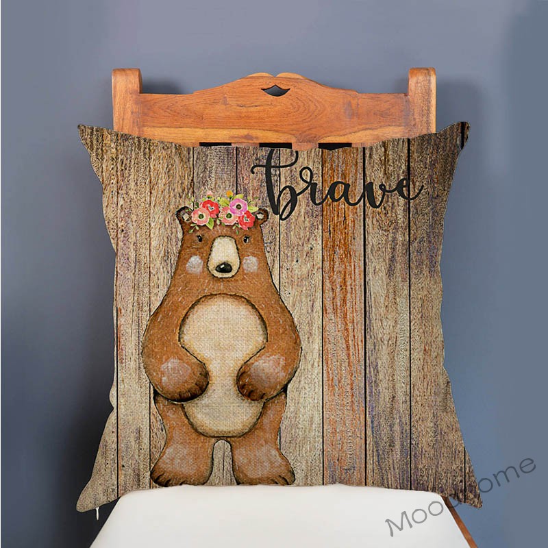 Cute Woodland Animals Wood Tex - Baby Nursery Cushion 评论和价格