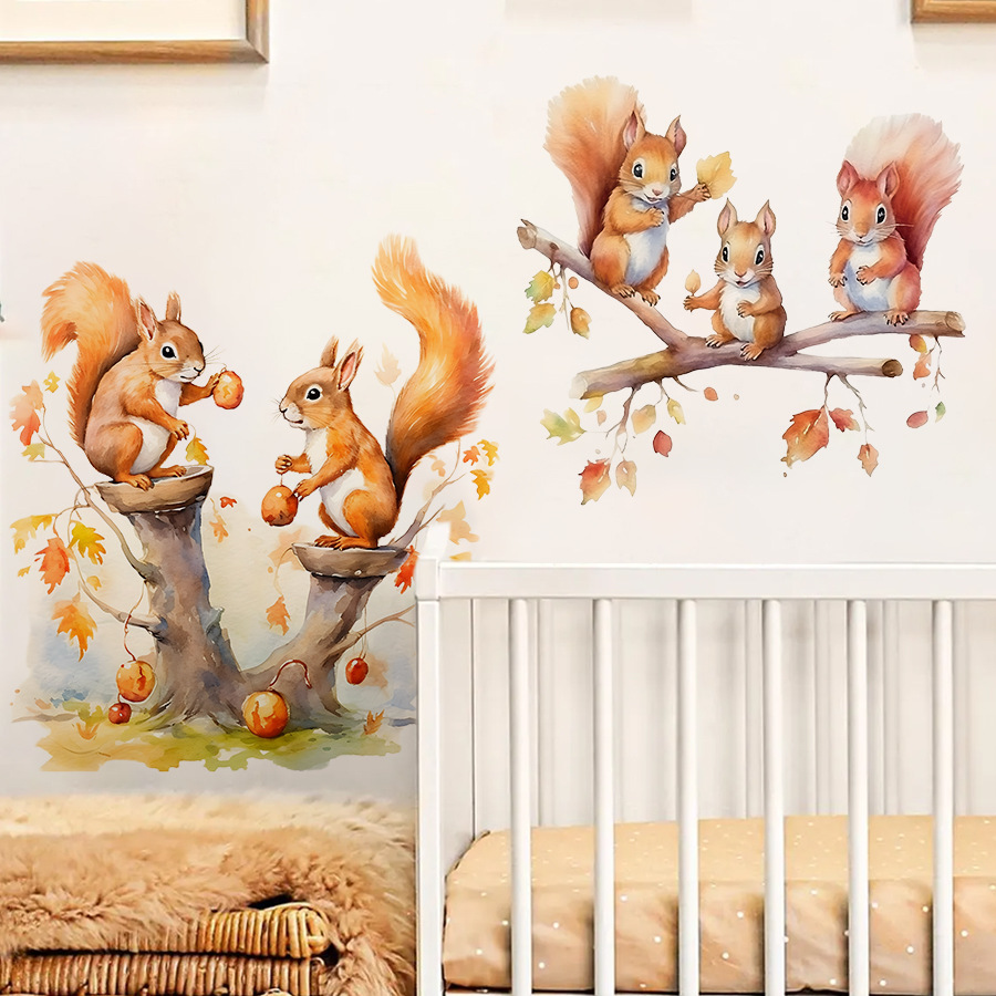 Cartoon Cute Warm Squirrel Fam - Baby Nursery Tree 评论和价格