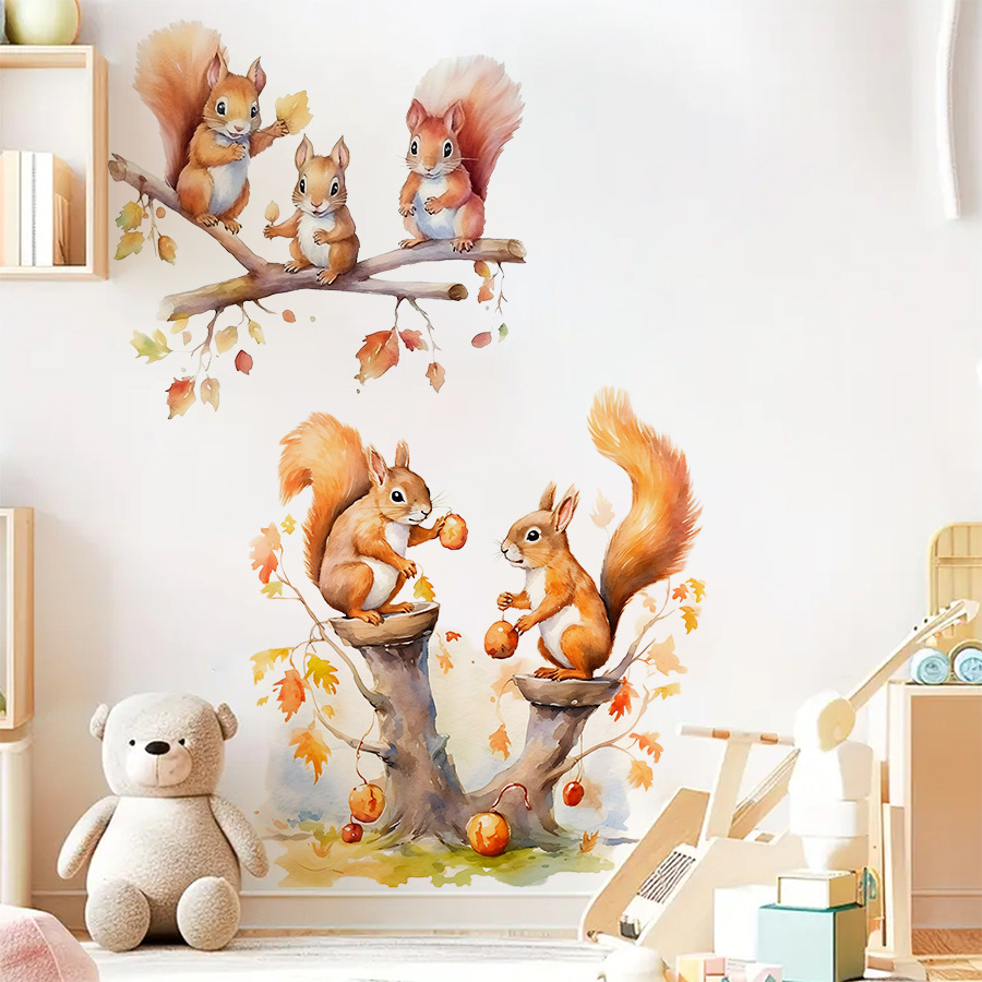 Cartoon Cute Warm Squirrel Fam - Baby Nursery Tree 评论和价格
