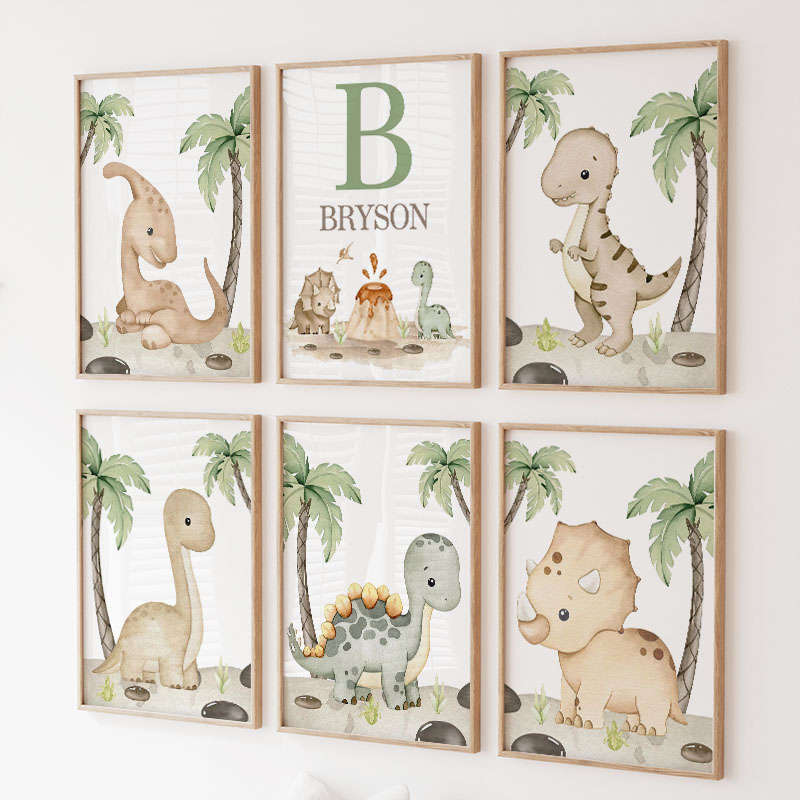 6 types Neutral Dinosaur Canva - Baby Nursery Tree 评论和价格