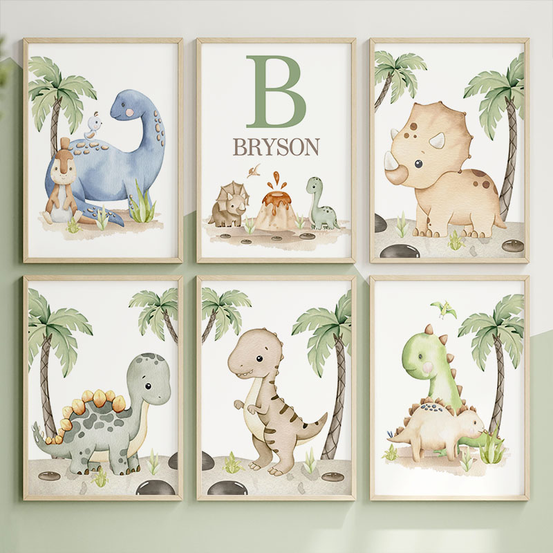 6 types Neutral Dinosaur Canva - Baby Nursery Tree 评论和价格