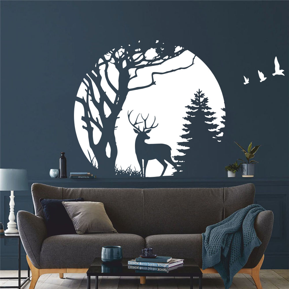 Circle Forest Deer Pine Tree W - Baby Nursery Tree 评论和价格
