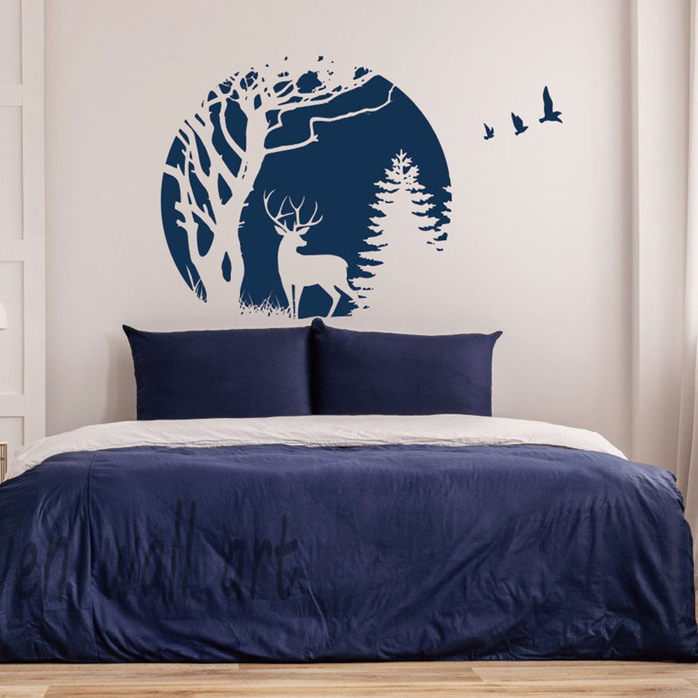 Circle Forest Deer Pine Tree W - Baby Nursery Tree 评论和价格