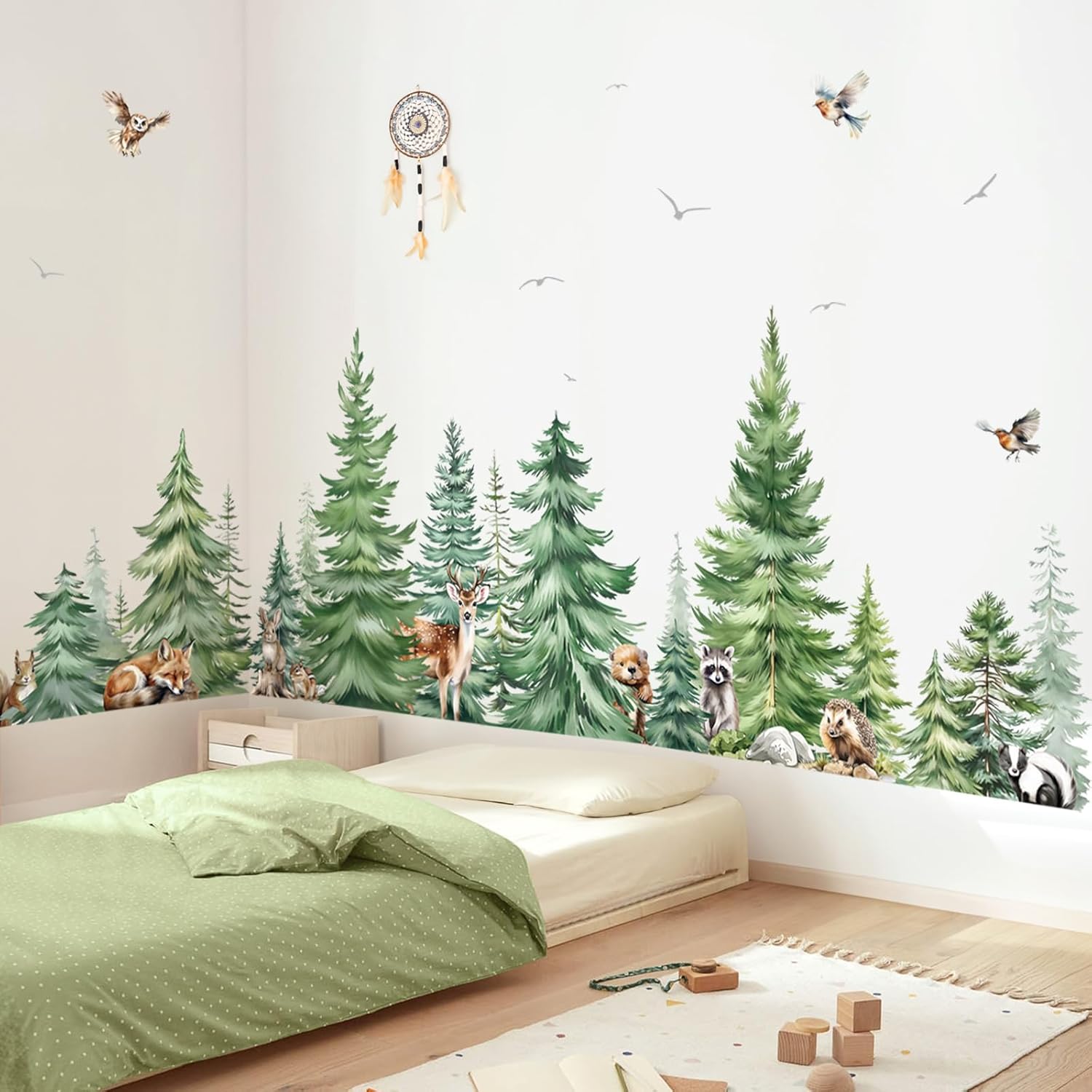 Large Watercolor Pine Tree Ani - Baby Nursery Tree 评论和价格
