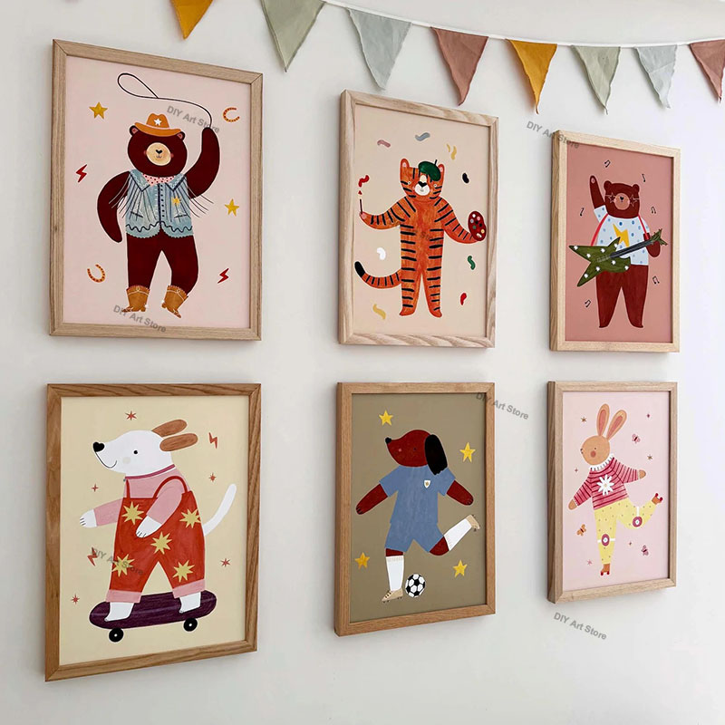 Funny Cartoon Animal Nursery W - Baby Nursery Wall Art 评论和价格