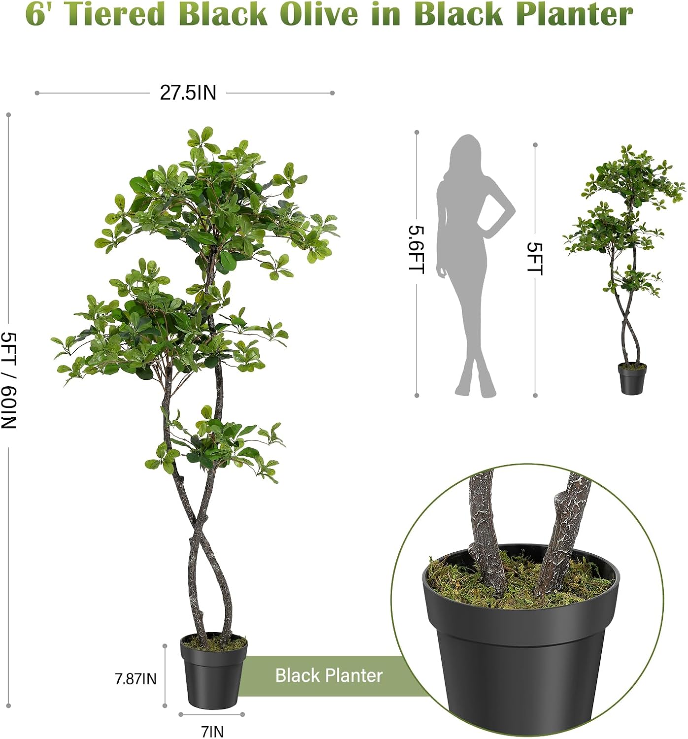 Artificial Plants Indoor, 5/6  - Baby Nursery Tree 评论和价格