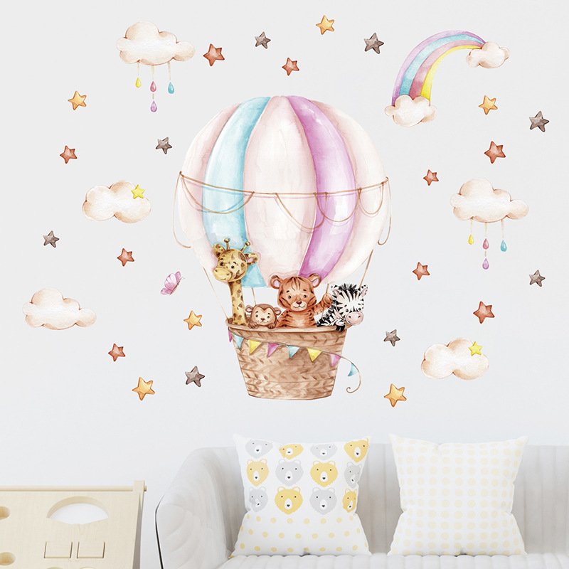Watercolor Pink Hot Airballoon - Baby Nursery Pink 评论和价格