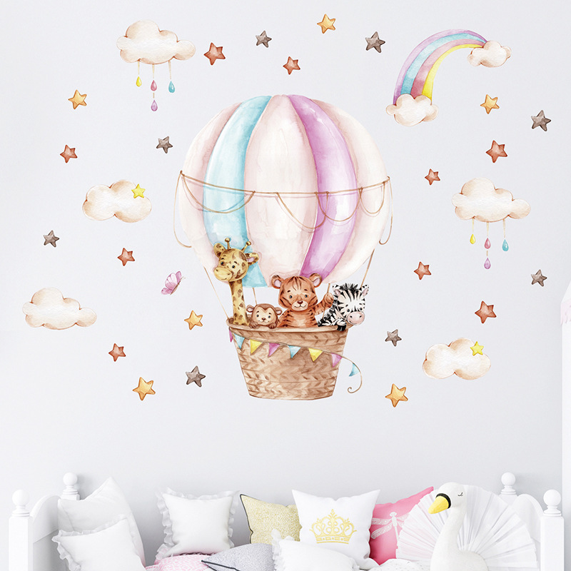 Watercolor Pink Hot Airballoon - Baby Nursery Pink 评论和价格