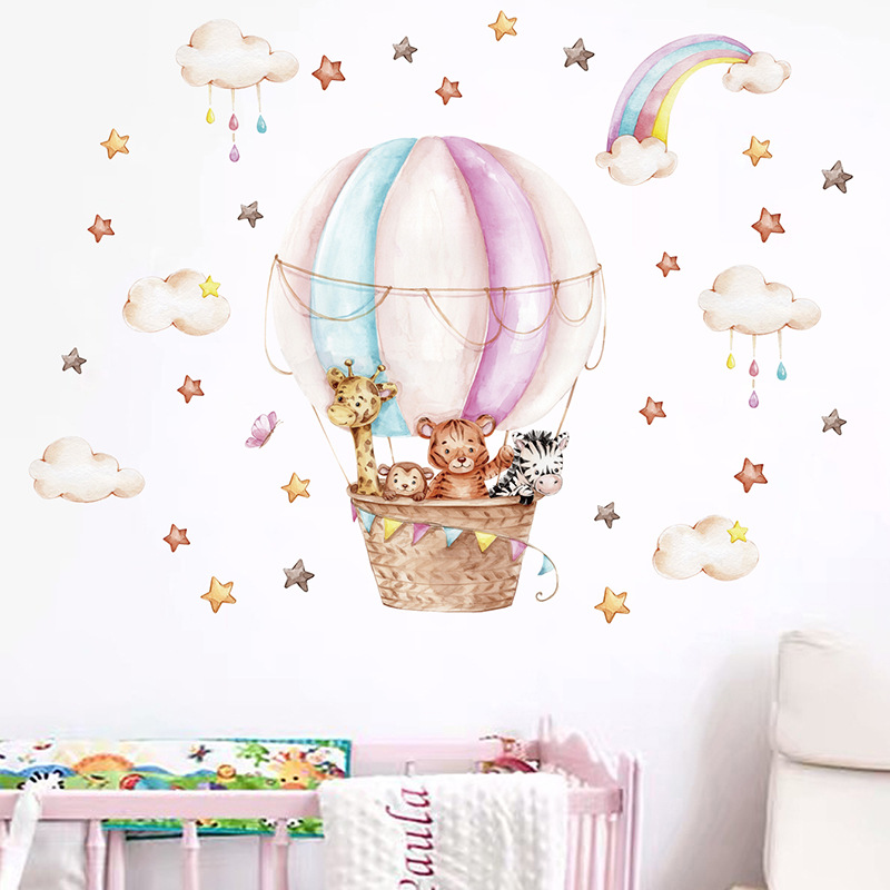 Watercolor Pink Hot Airballoon - Baby Nursery Pink 评论和价格