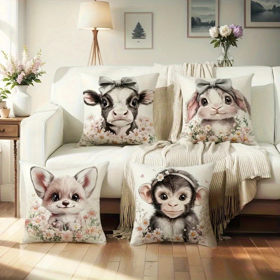 Cute Baby Farm Animal Throw Pi - Baby Nursery Cushion 评论和价格