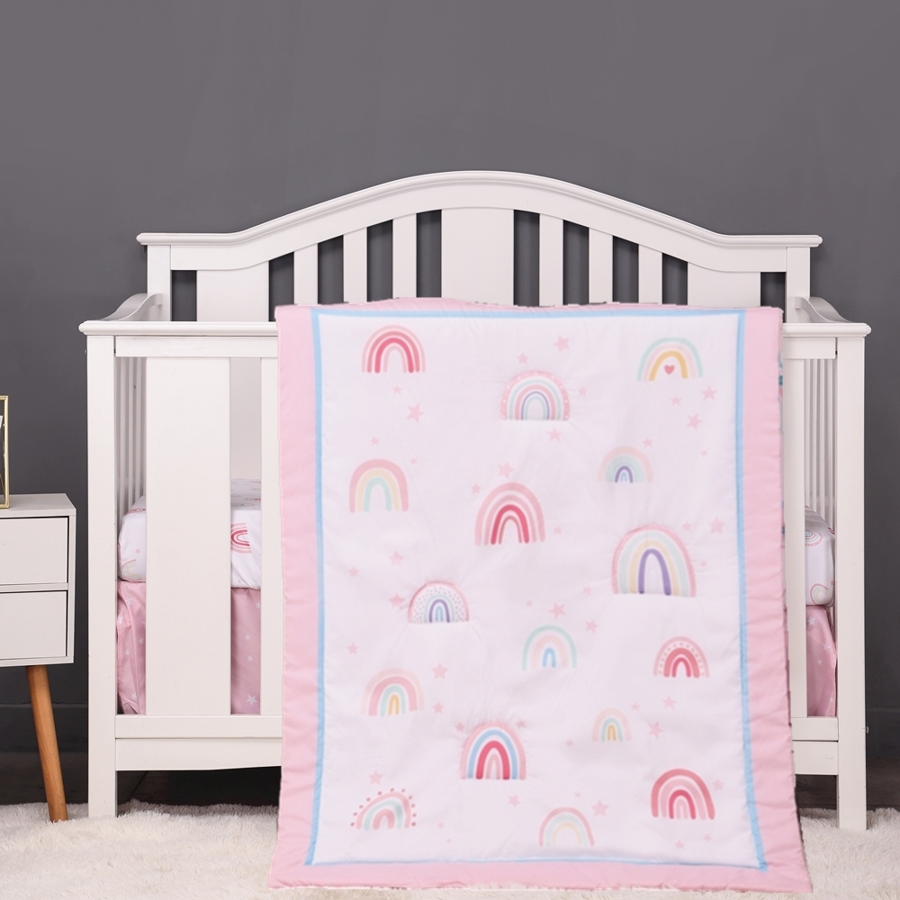 3Pcs Rainbow Baby Infant Crib  - Baby Nursery Bedding Sets 评论和价格