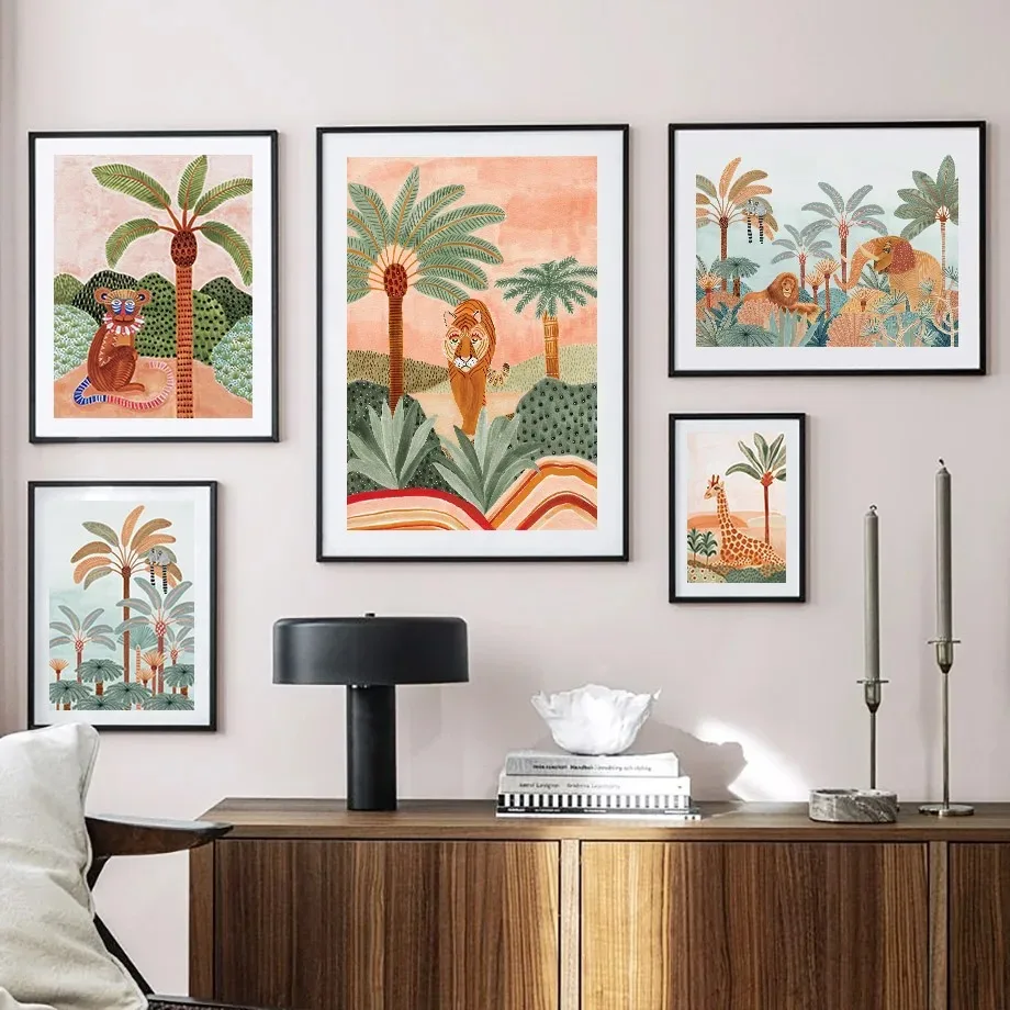 Boho Jungle Animals Tiger Monk - Baby Nursery Tree 评论和价格