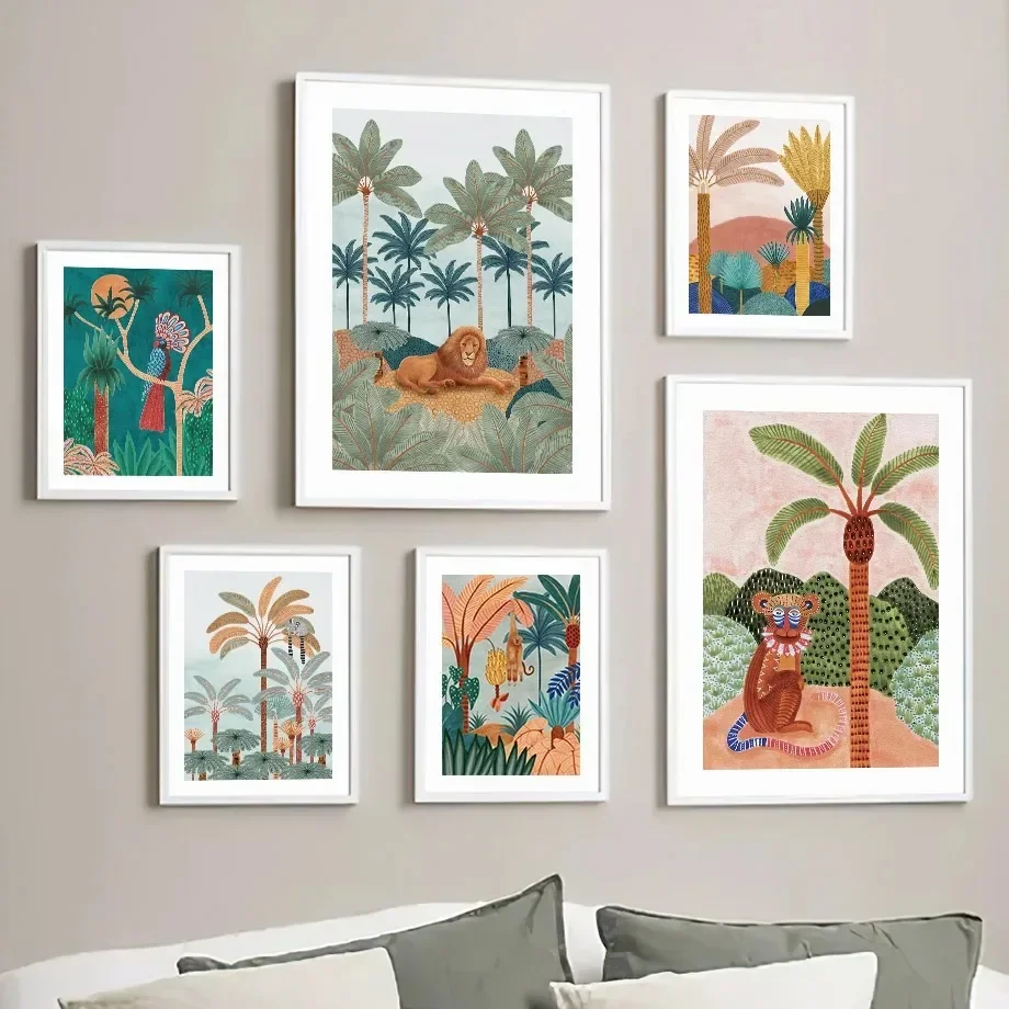 Boho Jungle Animals Tiger Monk - Baby Nursery Tree 评论和价格