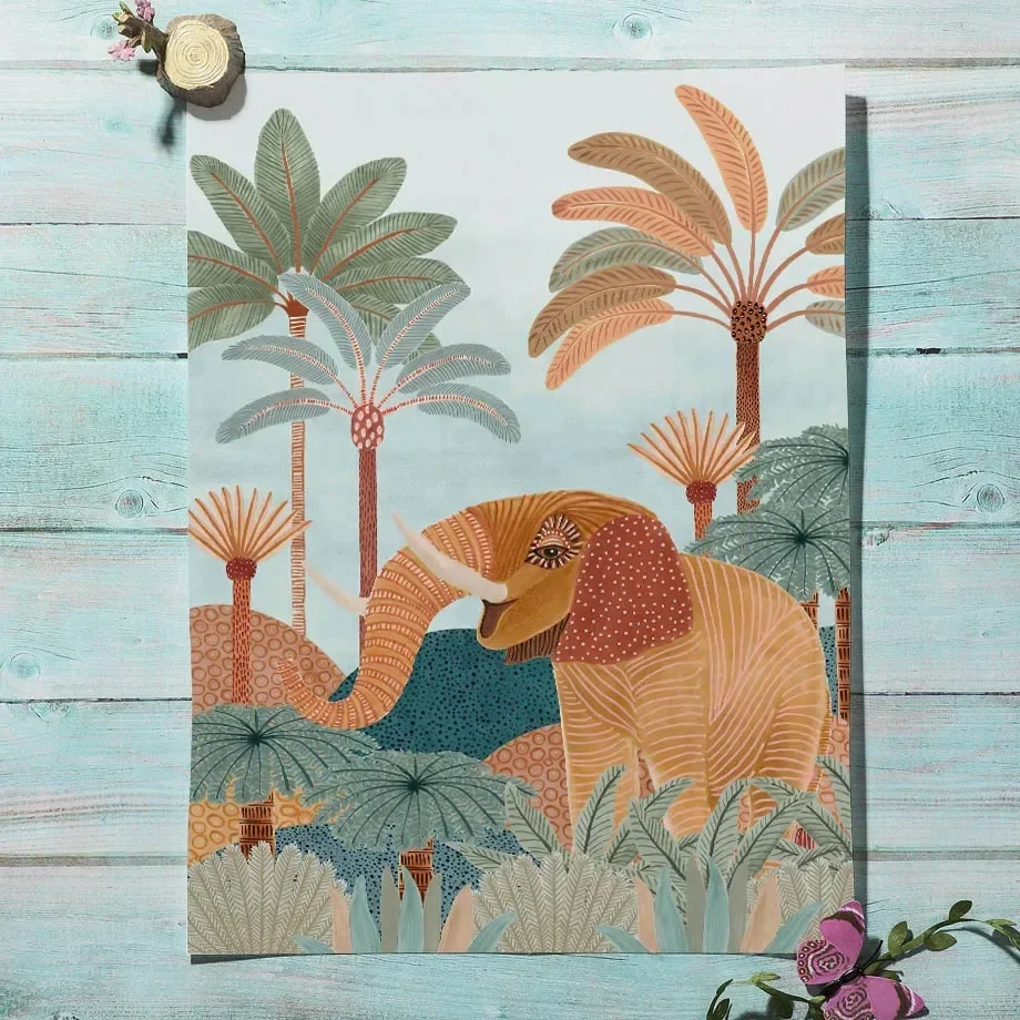 Boho Jungle Animals Tiger Monk - Baby Nursery Tree 评论和价格