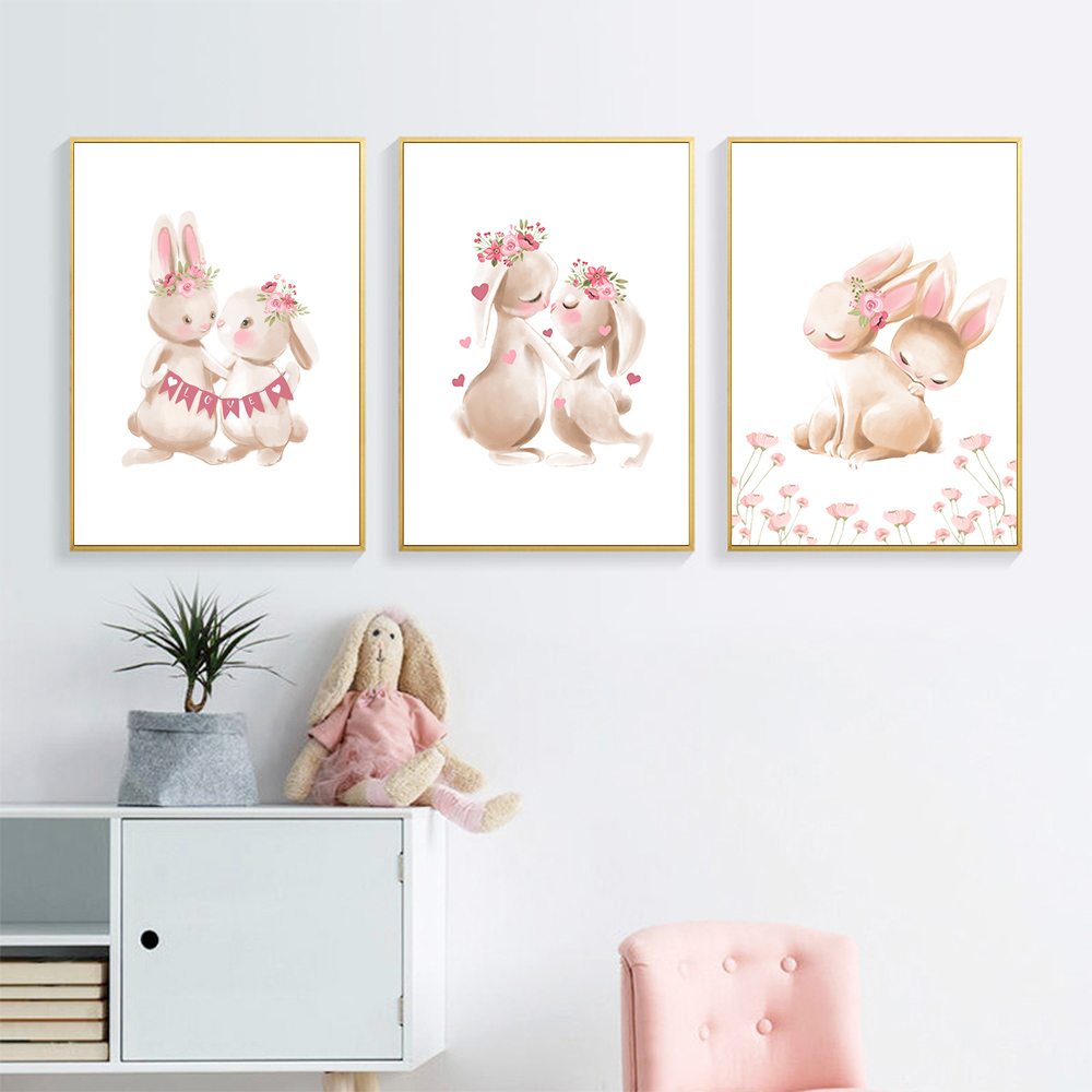 Rabbit animal print, pink flow - Baby Nursery Pink 评论和价格