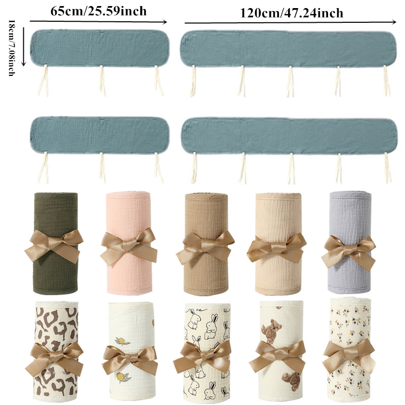 4 PCs Cotton Baby Bed Bumpers  - Bed Rail Toddler 评论和价格