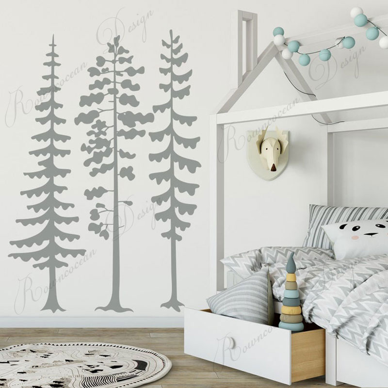 Minimalist Forest Pine Tree Wa - Baby Nursery Tree 评论和价格
