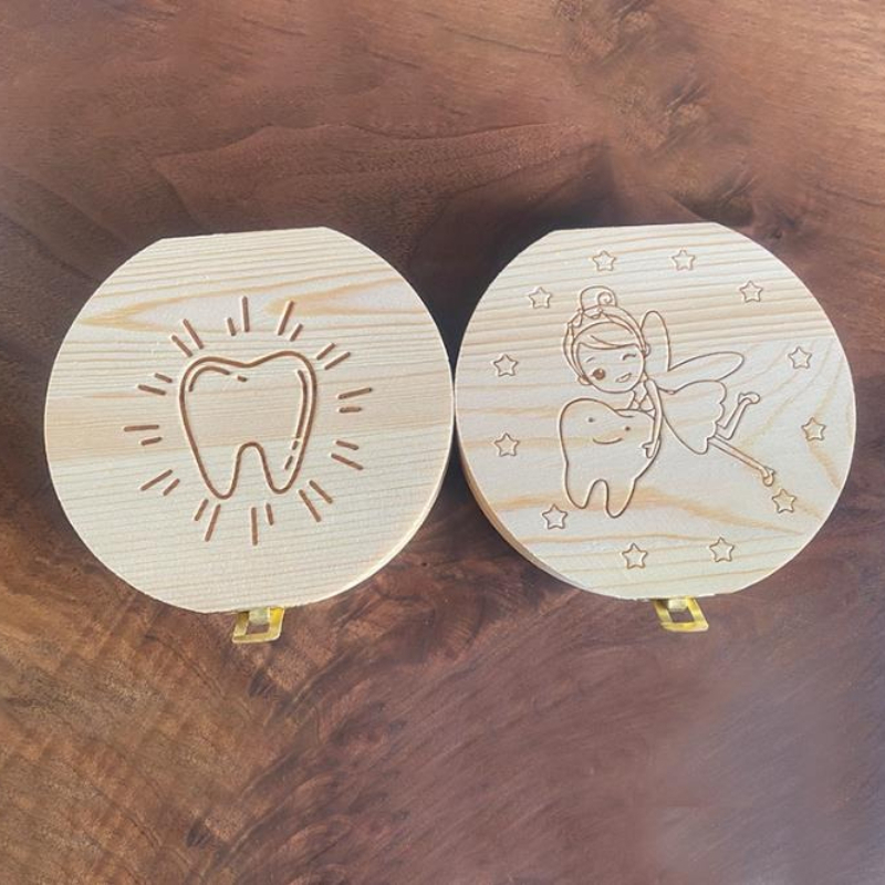 4 Sets Wooden Baby Tooth Stora - Baby Keepsake Box 评论和价格