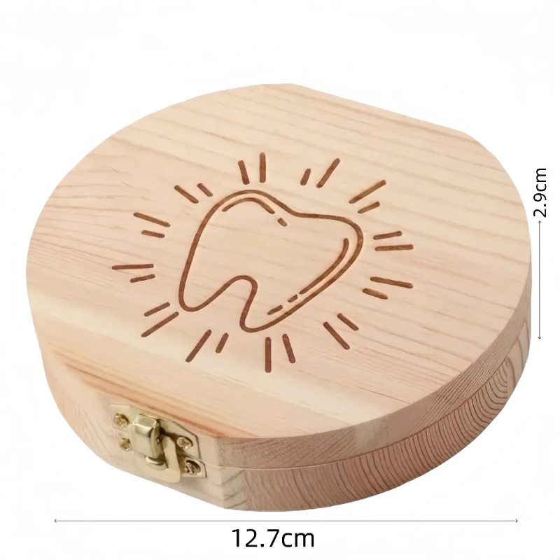 4 Sets Wooden Baby Tooth Stora - Baby Keepsake Box 评论和价格