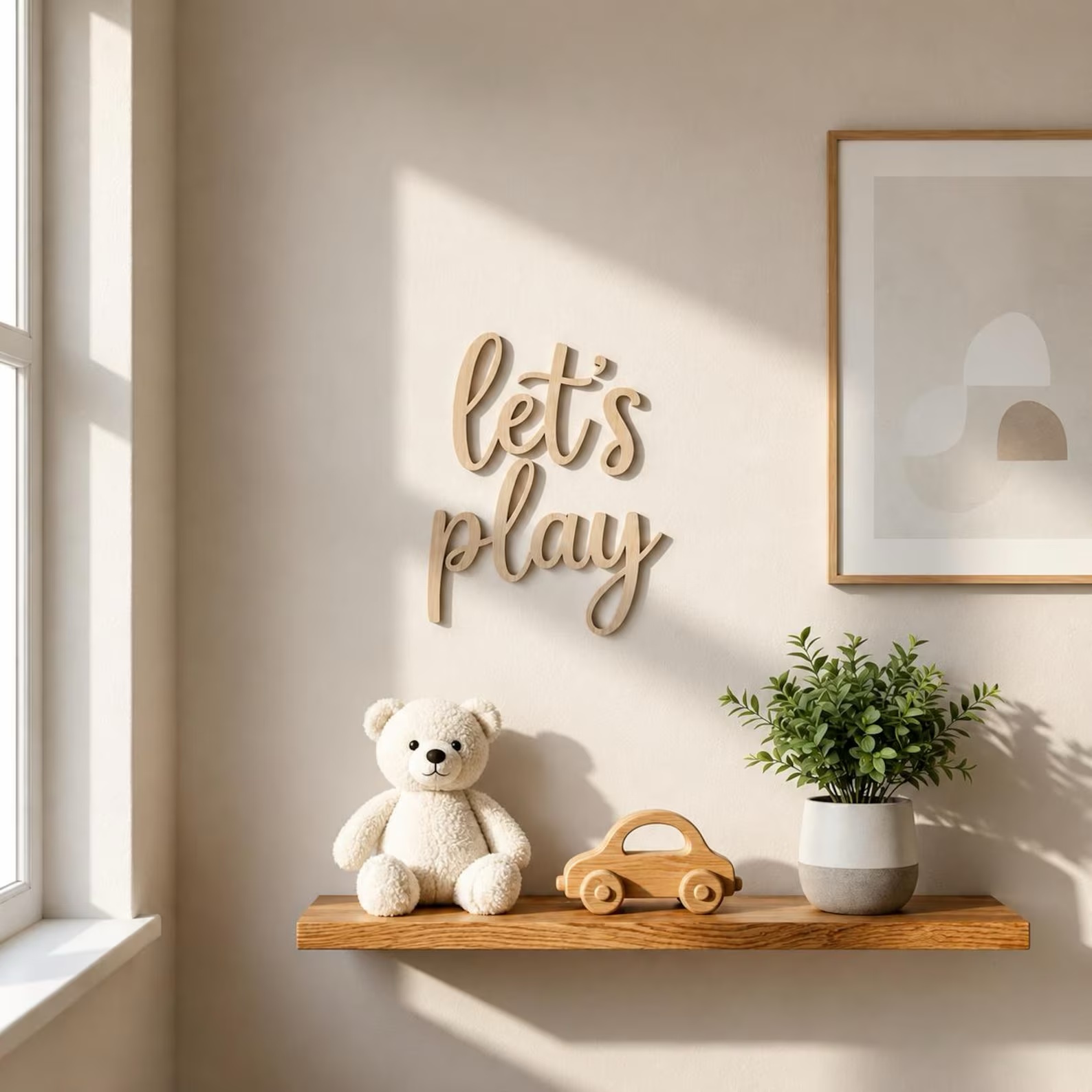 Let's Play Wooden Wall Sign, P - Baby Nursery Wall Art 评论和价格
