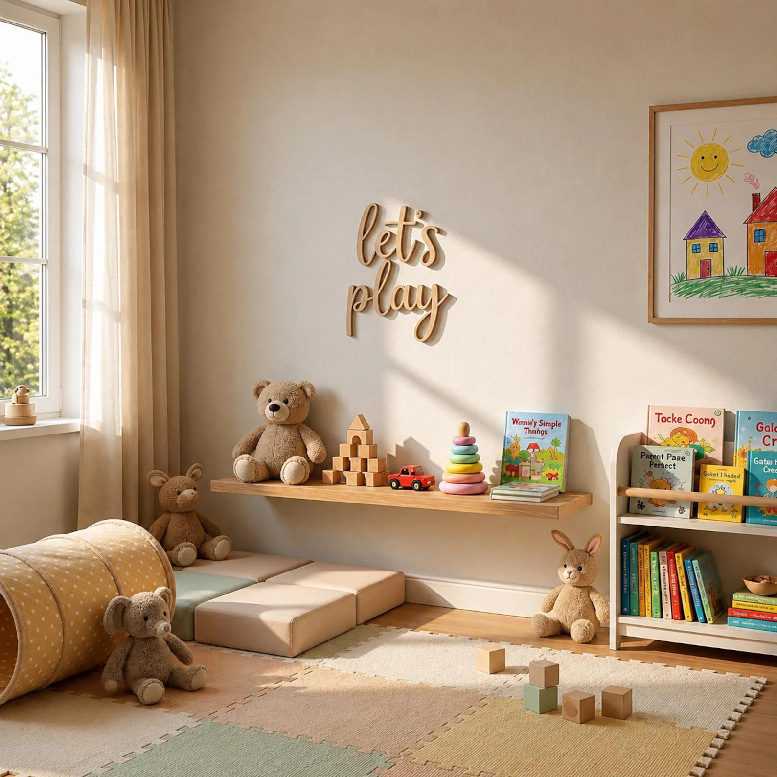 Let's Play Wooden Wall Sign, P - Baby Nursery Wall Art 评论和价格