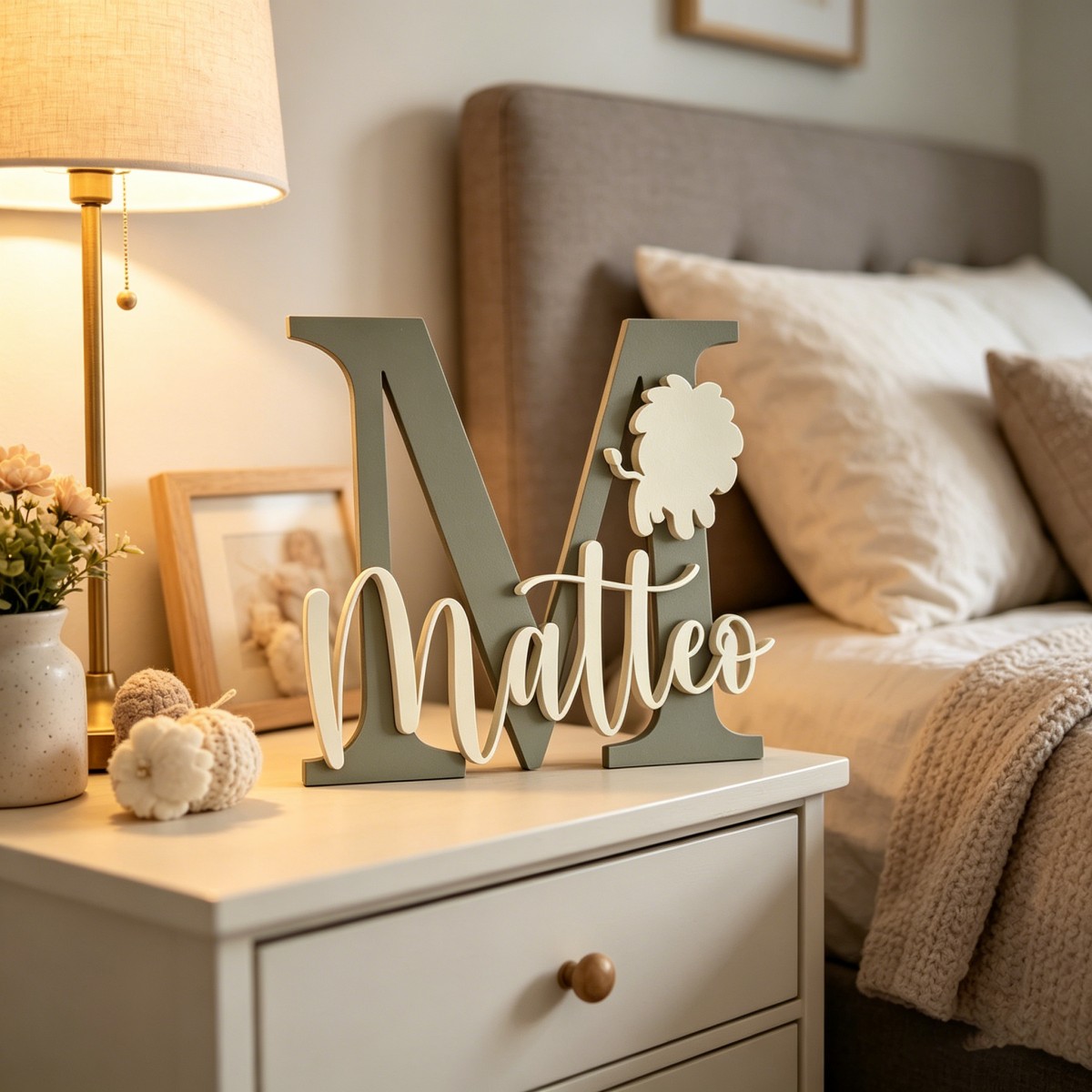 1Pc Custom Lion Name & Initial - Baby Nursery Kids 评论和价格