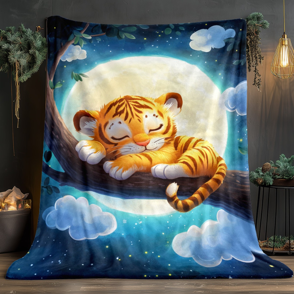 Cute sleeping tiger on tree br - Baby Nursery Tree 评论和价格