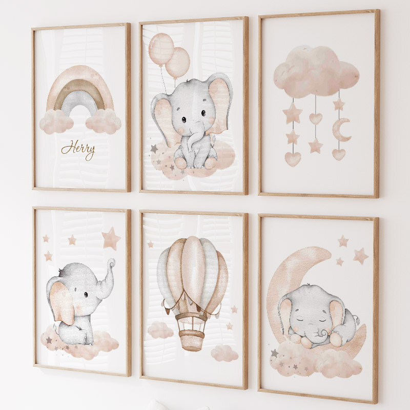 Cute Elephant Hot Balloon Moon - Baby Nursery Kids 评论和价格