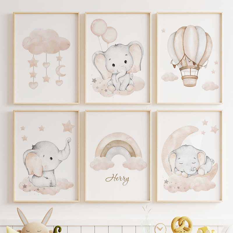 Cute Elephant Hot Balloon Moon - Baby Nursery Kids 评论和价格