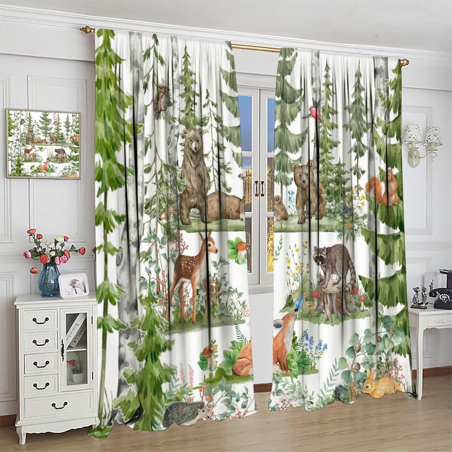 Forest Animal Curtains for Kid - Baby Nursery Tree 评论和价格