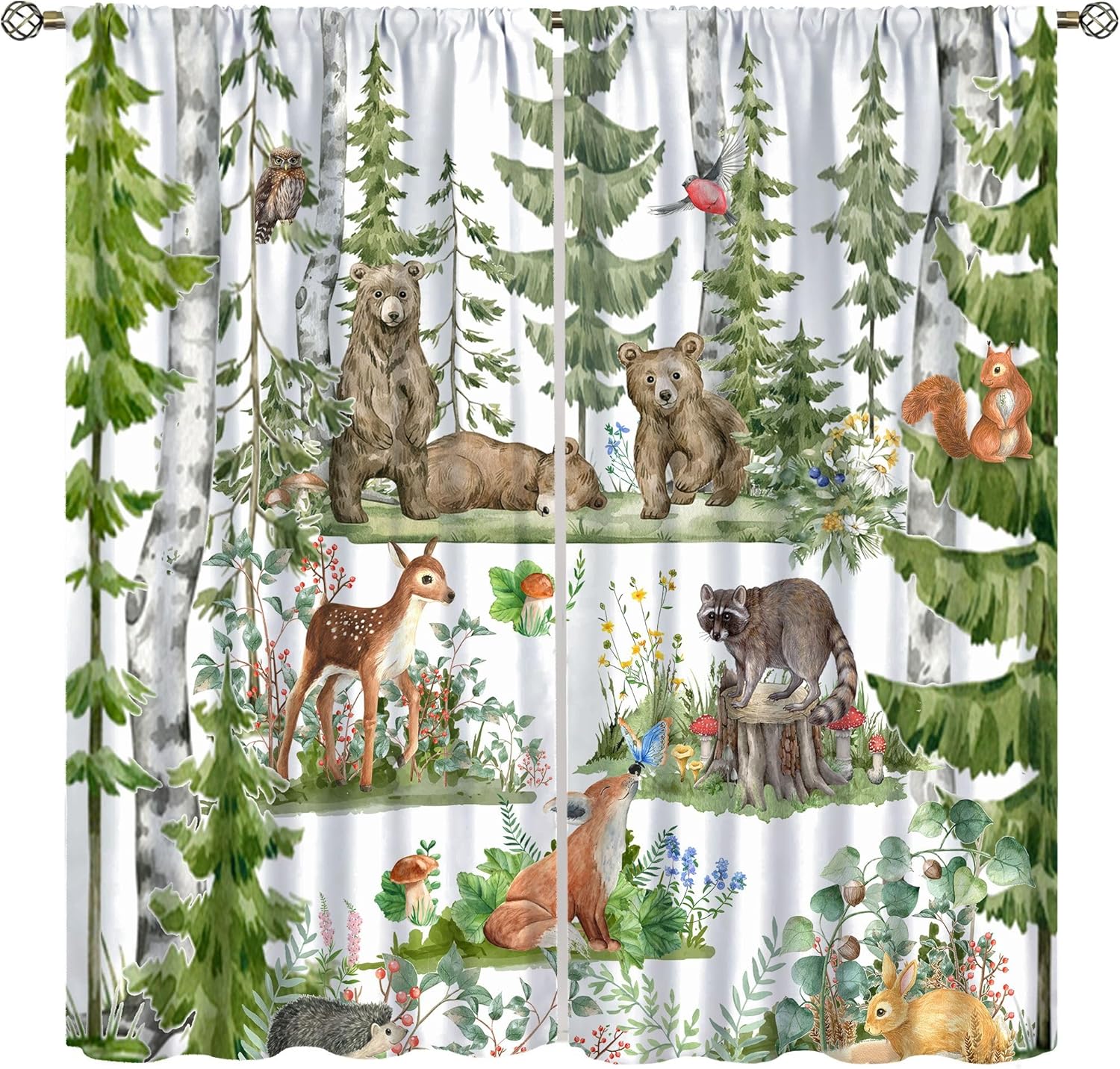 Forest Animal Curtains for Kid - Baby Nursery Tree 评论和价格