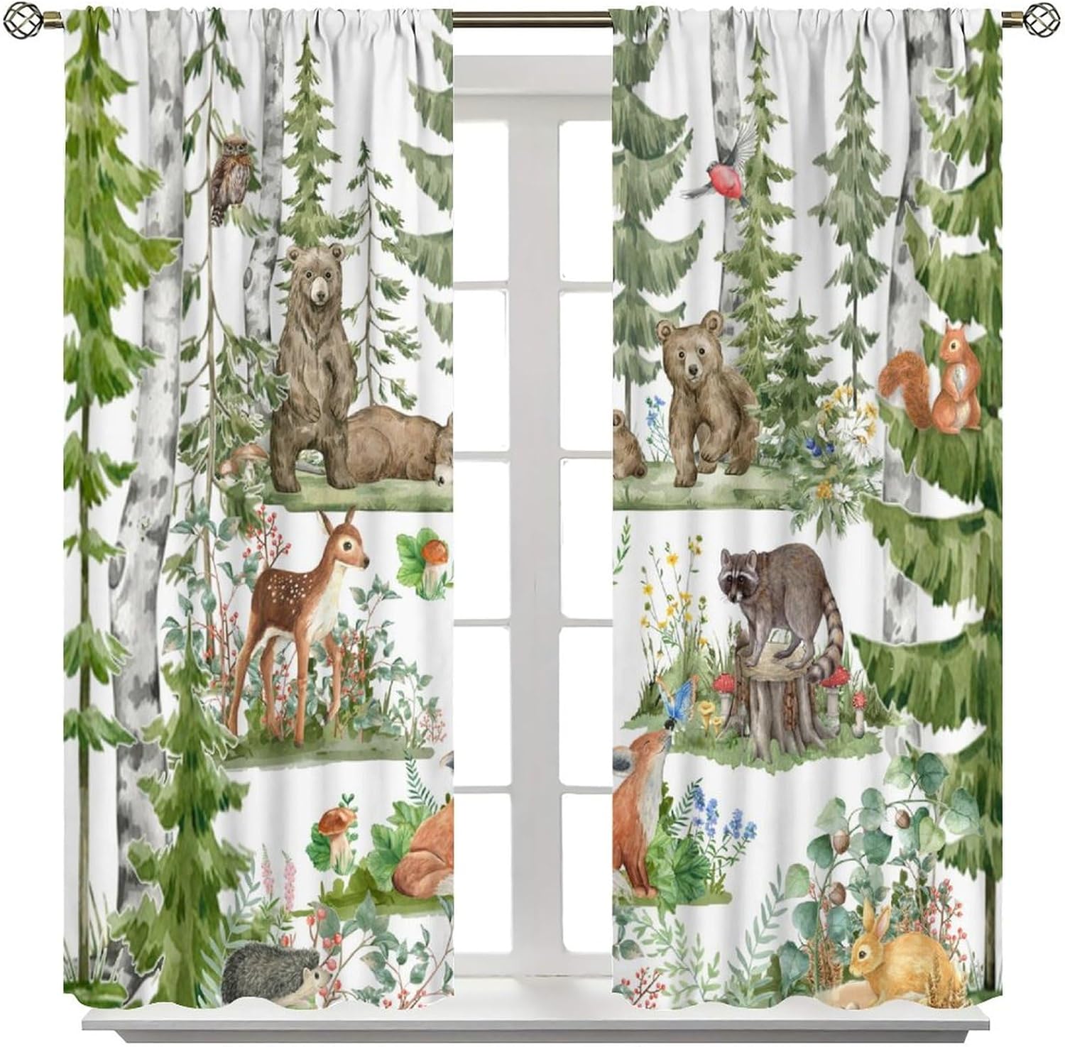 Forest Animal Curtains for Kid - Baby Nursery Tree 评论和价格