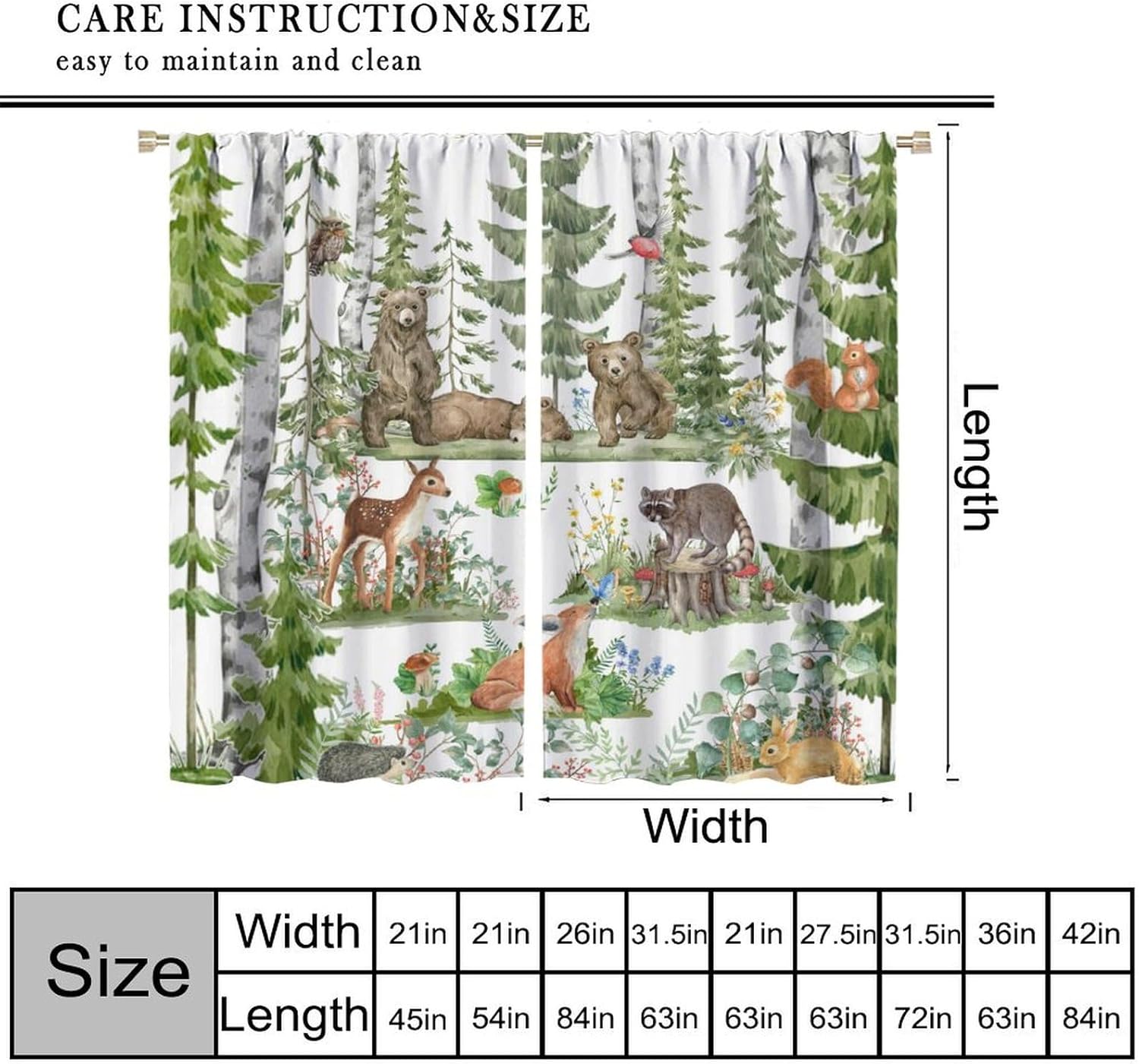 Forest Animal Curtains for Kid - Baby Nursery Tree 评论和价格