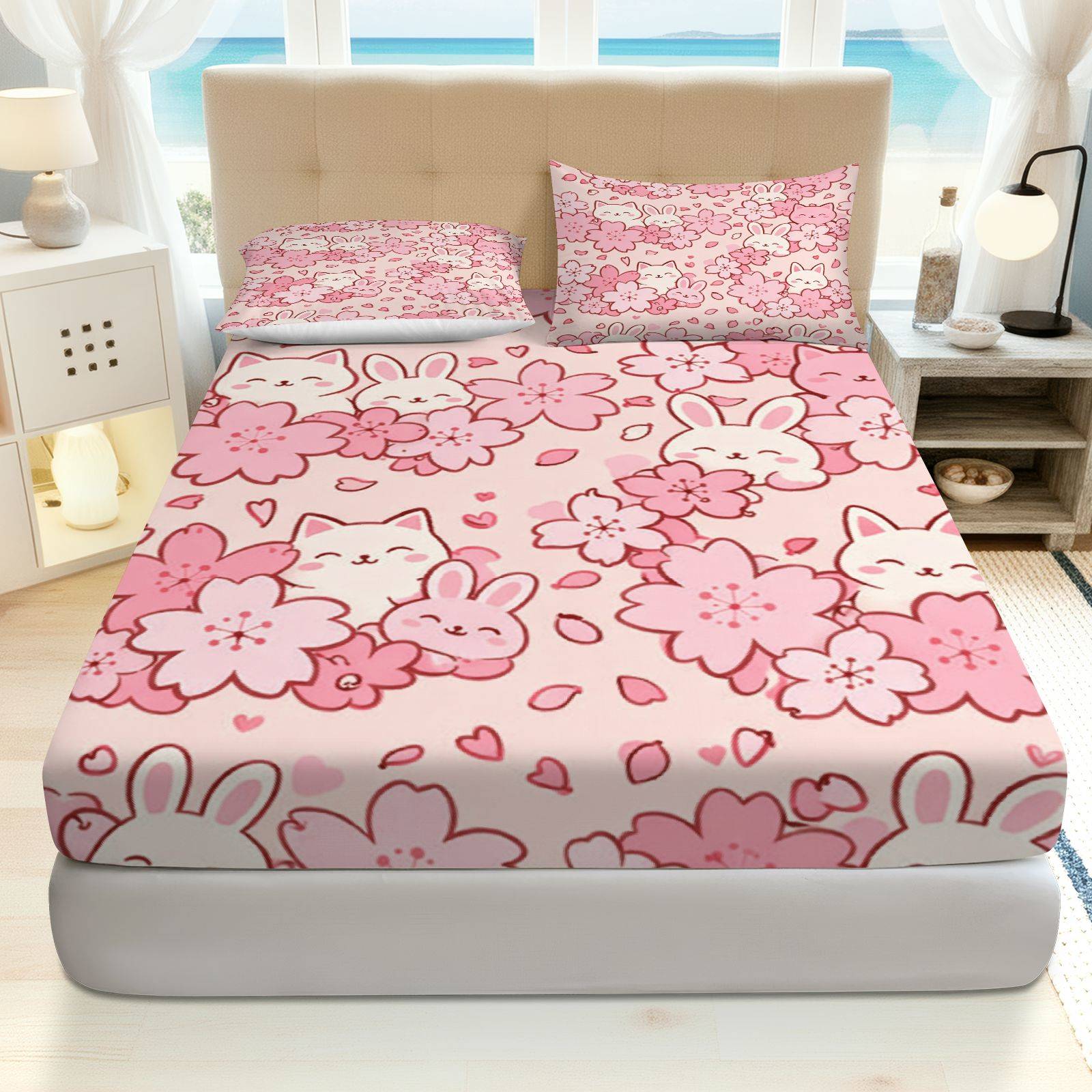 Sakura Rabbit Cat Bedding Set, - Baby Nursery Bedding Sets 评论和价格