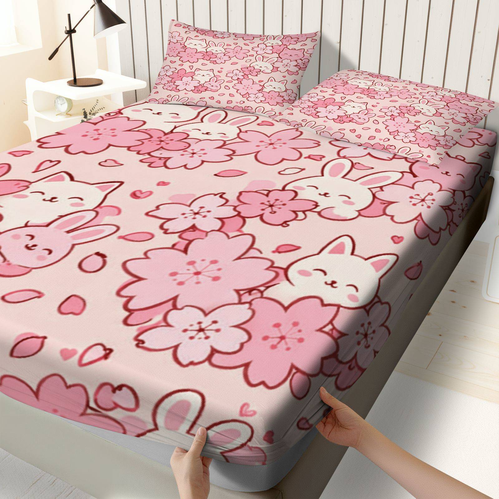 Sakura Rabbit Cat Bedding Set, - Baby Nursery Bedding Sets 评论和价格