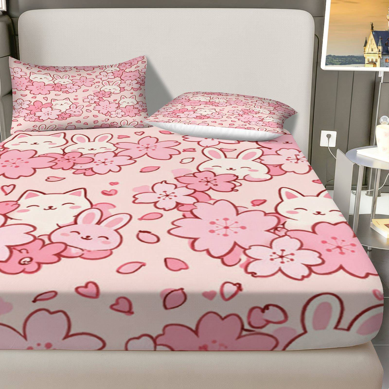 Sakura Rabbit Cat Bedding Set, - Baby Nursery Bedding Sets 评论和价格