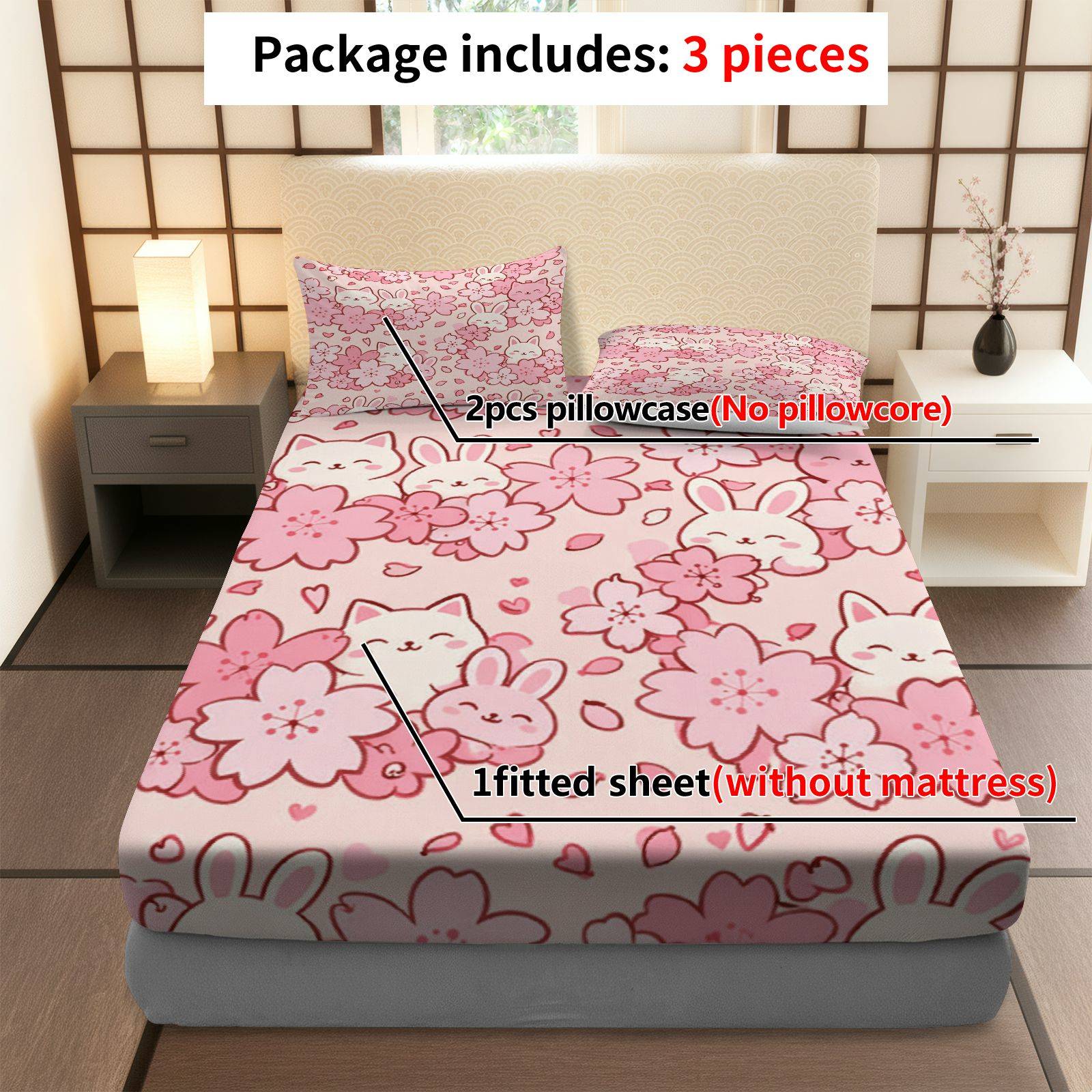 Sakura Rabbit Cat Bedding Set, - Baby Nursery Bedding Sets 评论和价格