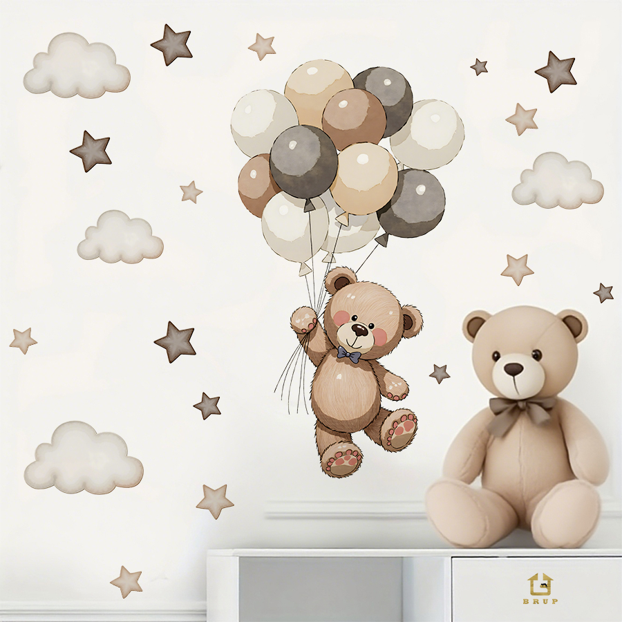 Adorable Teddy Bear Wall Decal - Baby Nursery Kids 评论和价格