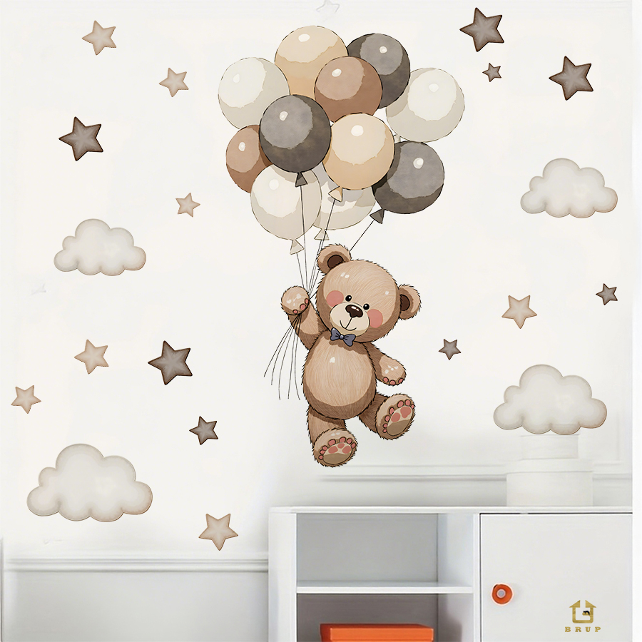 Adorable Teddy Bear Wall Decal - Baby Nursery Kids 评论和价格