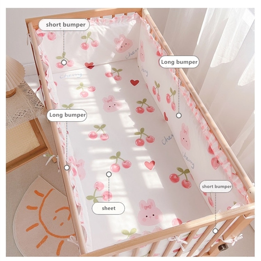 5Pcs Crib Bedding Set Girl Bab - Baby Nursery Bedding Sets 评论和价格