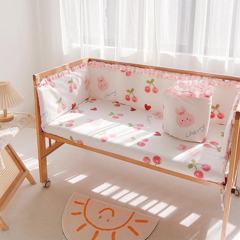 5Pcs Crib Bedding Set Girl Bab - Baby Nursery Bedding Sets 评论和价格