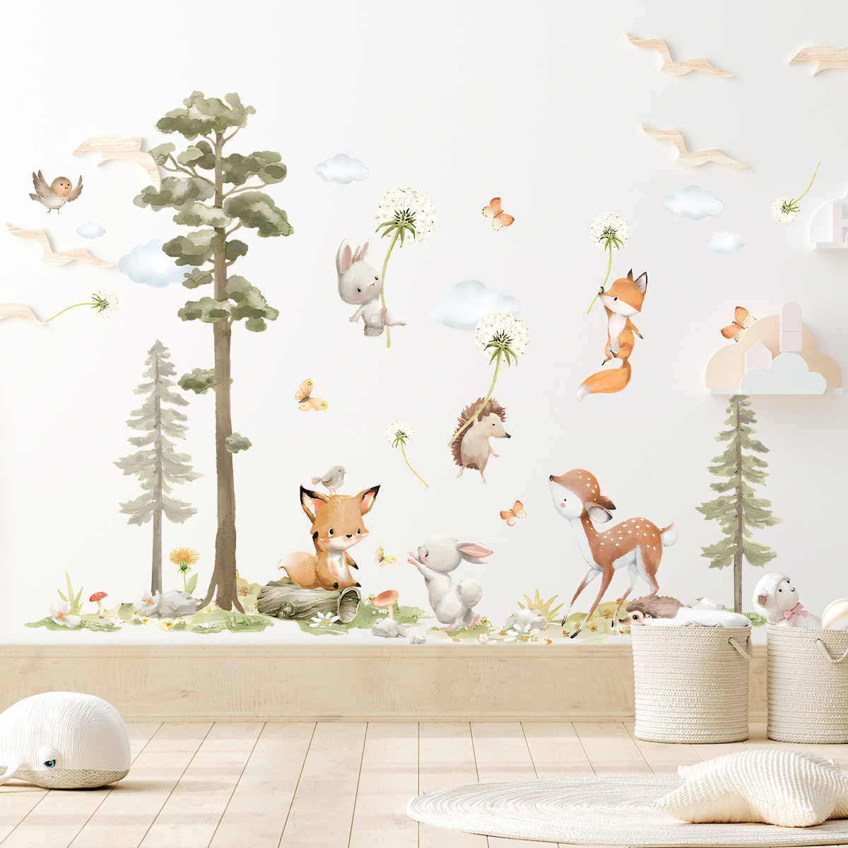 Cute Forest Animals Wall Stick - Baby Nursery Tree 评论和价格